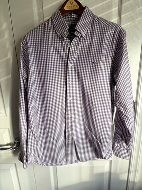 Vineyard Vines Purple and White Gingham Button-Down Shirt